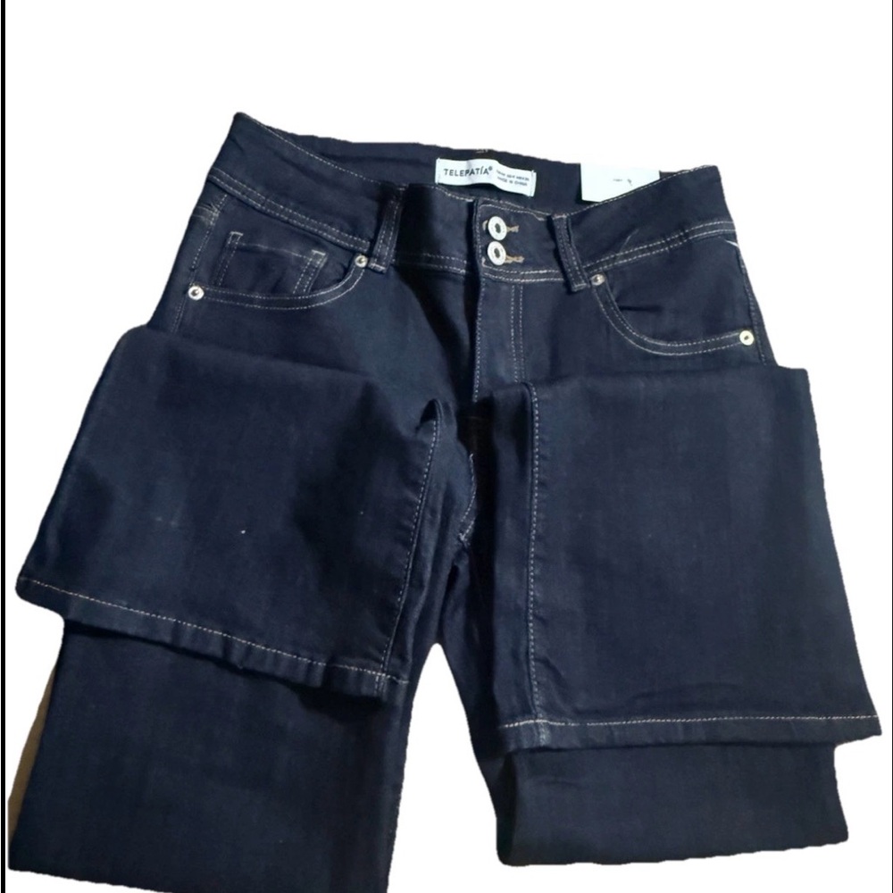 Trendy Boot Cut Jeans in Deep Blue